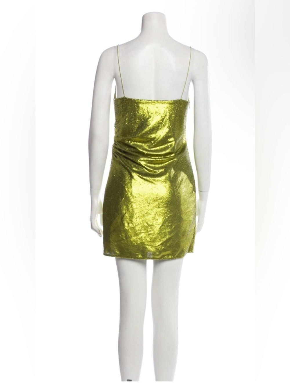 Gauge81 Almora Sequin Mini Dress Lime Green Sz 36 S Ruched Designer Party - Picture 4 of 13